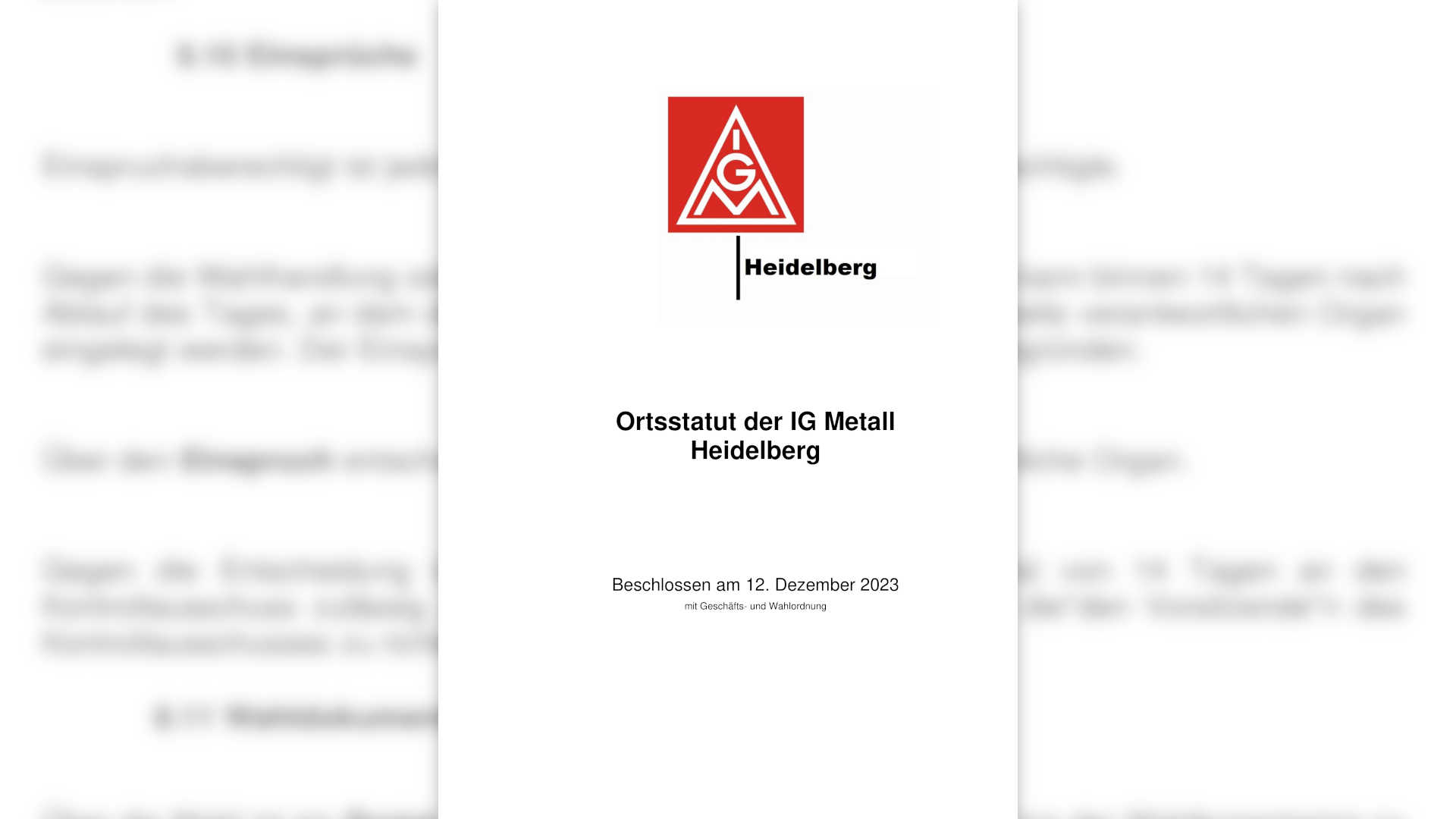 Ortsstatut der IG Metall Heidelberg