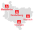 Übersicht über die Größe der Verwaltungstellen Heidelberg und Mannheim